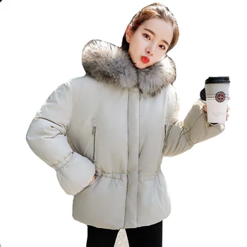 

Winter jacket women new down coat new female long slim solid color female Jackets zip fur collar new coat women coat down Jacket