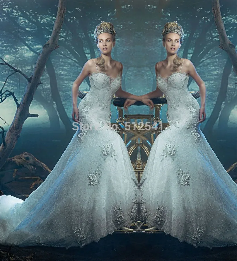 

vestido de noiva Spaghetti Straps Trumpet Mermaid Wedding Dress 2019 robe de mariee Beads Lace Handmade Flowers Bridal Dresses