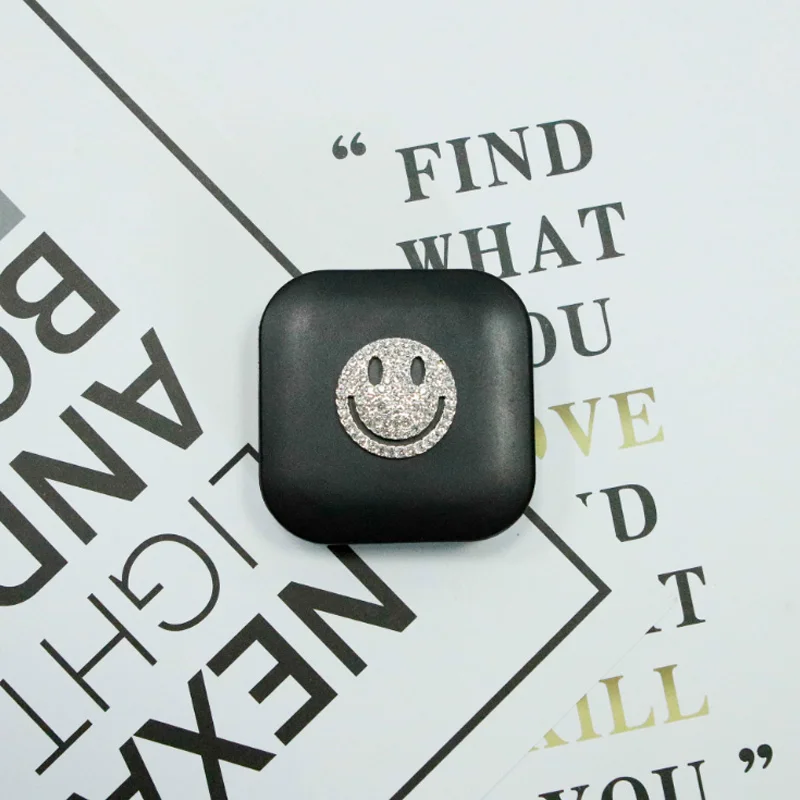 Smiley face Корейский модный квадратный чехол для контактных линз с бриллиантами, простая коробка для хранения контактных линз, красивый портативный чехол, Рождественский подарок - Цвет: Smiley face