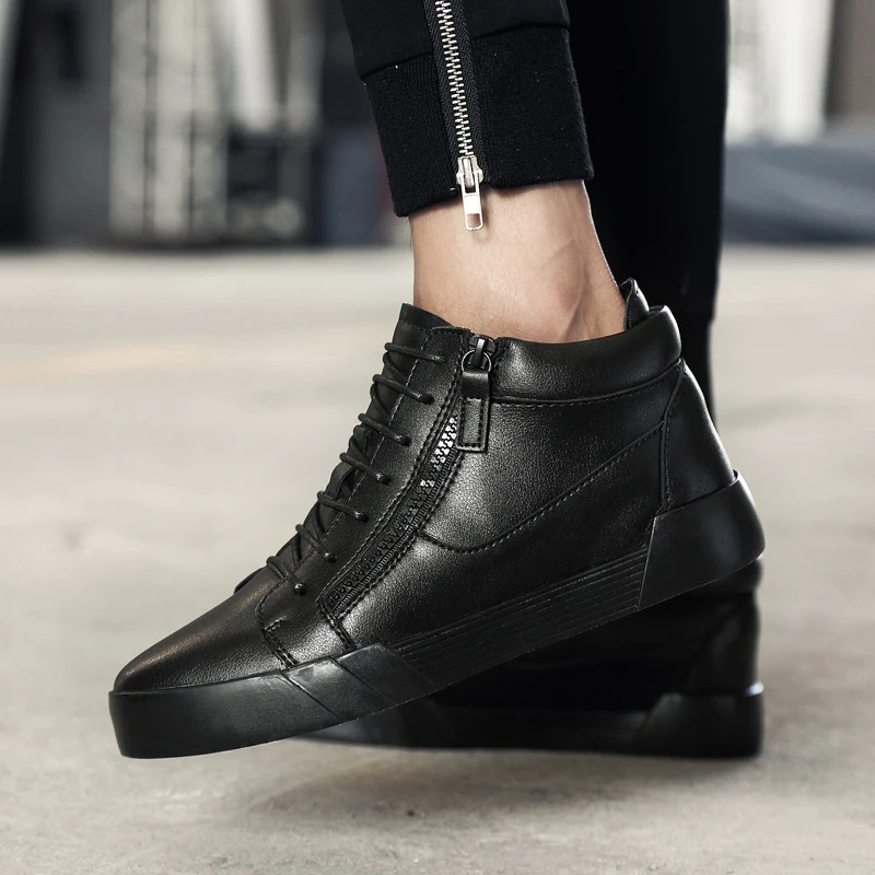 

Man Casual Sneakers Man Elevator Shoes Invisible 6CM Height Increase Leather Mens Shoes Leisure 2019 New Cow Leather Casual Shoe
