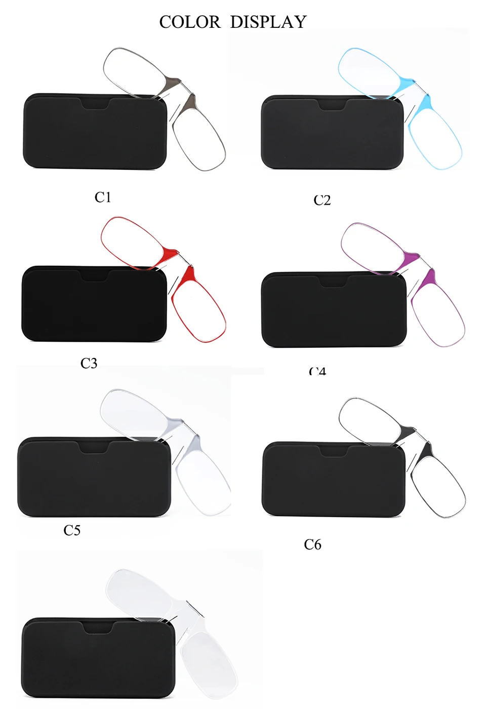 Портативные мини-очки для чтения на носу с зажимом SOS, чехол, подставка для телефона, тонкая оптика, стильные очки для дальнозоркости+ 1,00+ 1,50+ 2,00+ 2,50