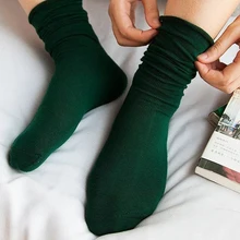 Однотонные женские носки в стиле Харадзюку; Осенние повседневные хлопковые носки; зимние дизайнерские носки без пятки в Корейском стиле; фиолетовые, синие, желтые, розовые; на Рождество