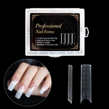48/120pcs/kit wyczyść płaskie podwójne formy rozszerzenie paznokci System pokrywa DIY paznokcie akcesoria narzędzie do Manicure szybko budujący żel formy porady