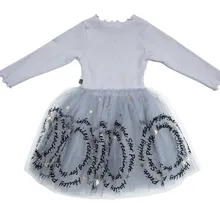 Коллекция года, новая осенне-зимняя одежда в китайском стиле газовое платье высокого качества для девочек с рисунком Звезды платья принцессы с оборками