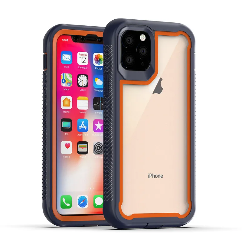 iPhone 11Promax 6 8 7 Plus X XR XSMAX Front&Back 360 Full Body Protection Case Colorful TPU Bumper Hybrid Armor Mobile Phone Bag