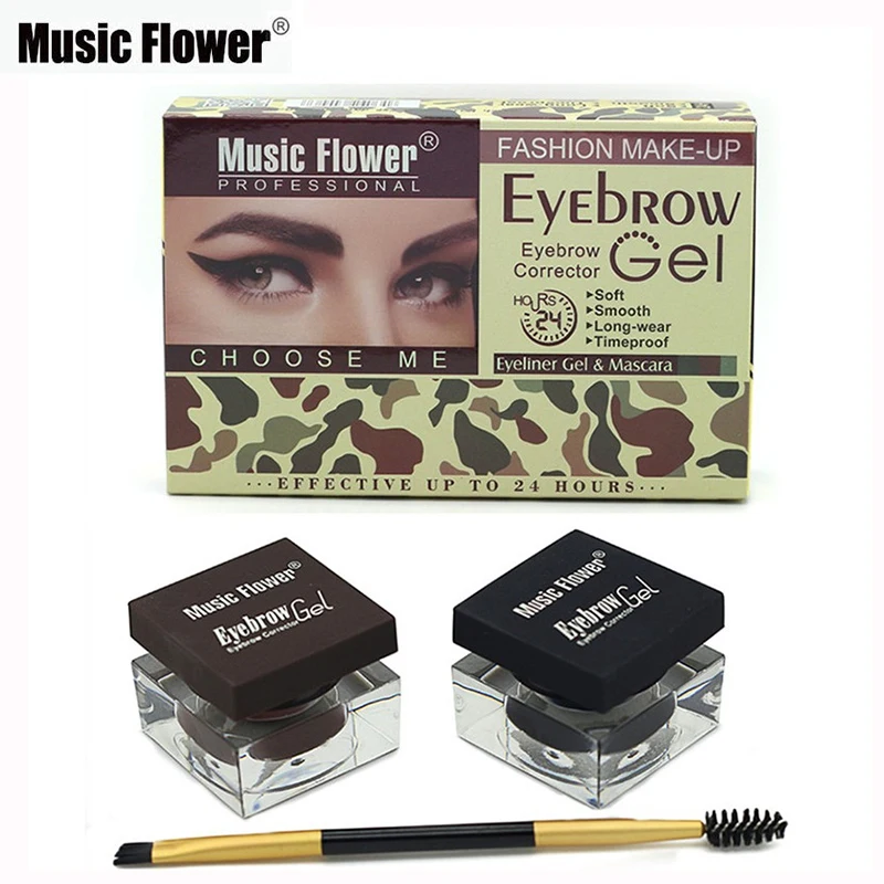 Music Flower бренд Мульти крем для глаз бровей+ подводка-гель для глаз+ кисточка карандаш-подводка для глаз, набор для макияжа бровей, цвет черный, темно-коричневый Косметика набор инструментов