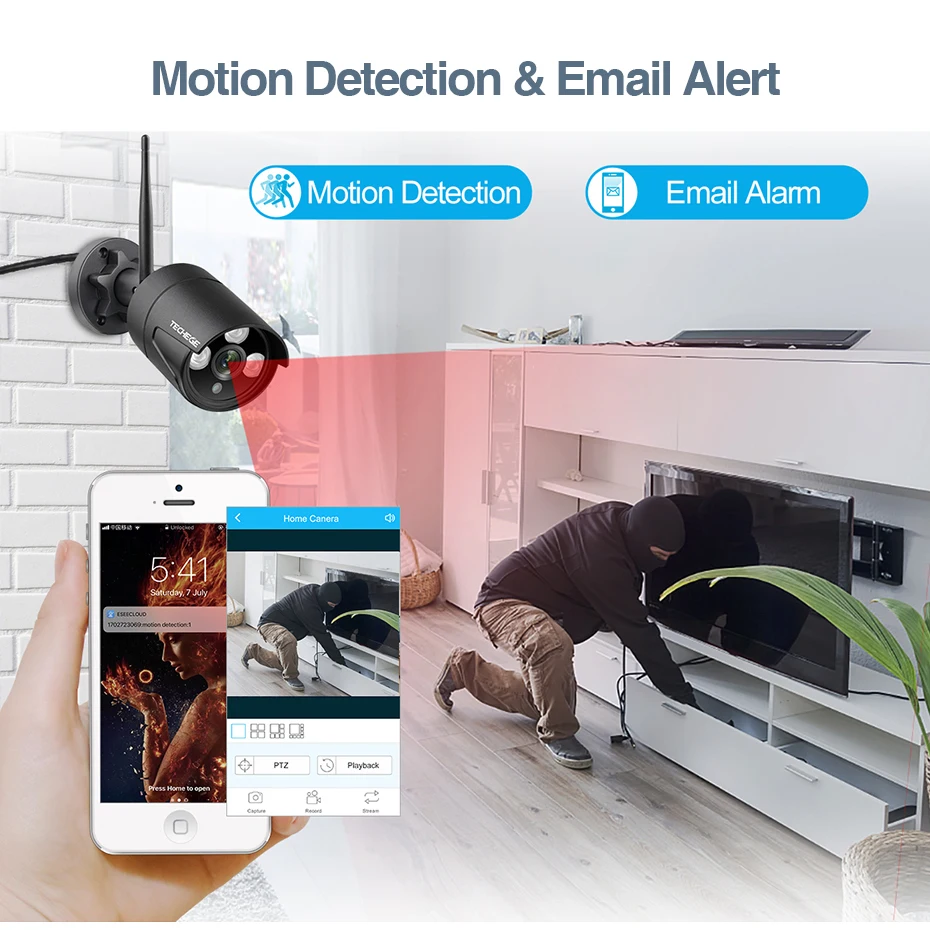 Techege 4CH Wireless CCTV System H.265 Audio Record 2MP 4CH NVR Kit Waterproof Outdoor Motion Detec - 33049688812  Techege 4CH Wireless CCTV System H.265 Audio Record 2MP 4CH NVR Kit Waterproof Outdoor Motion Detec - 33049688812