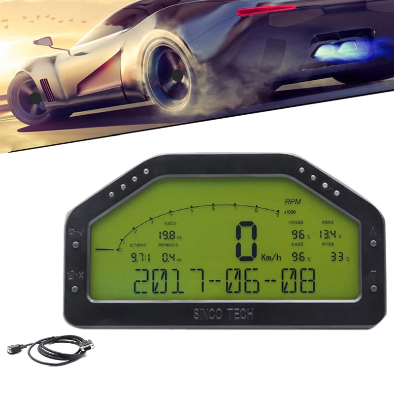 

12V Universal Multifunctional Car Race Dash Dashboard LCD Display Rally Gauge Meter Sensor Kit for Rally Car DO908