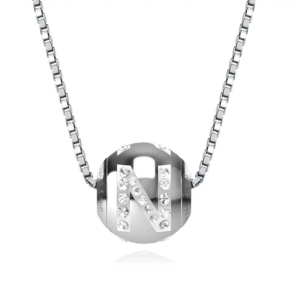 Malanda новые модные ожерелья с бусинами и буквами для женщин с кристаллами от SWAROVSKI ожерелья с логотипом Украшения для тела для свадебной вечеринки подарок для девочки - Окраска металла: N