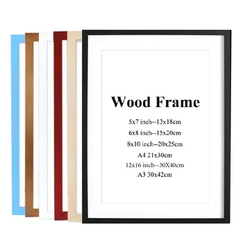 

Black White Wood Color Picture Photo Frame A4 A3 Wooden Frame Nature Solid Simple Wooden Frame Wall Mounting Hardware Included