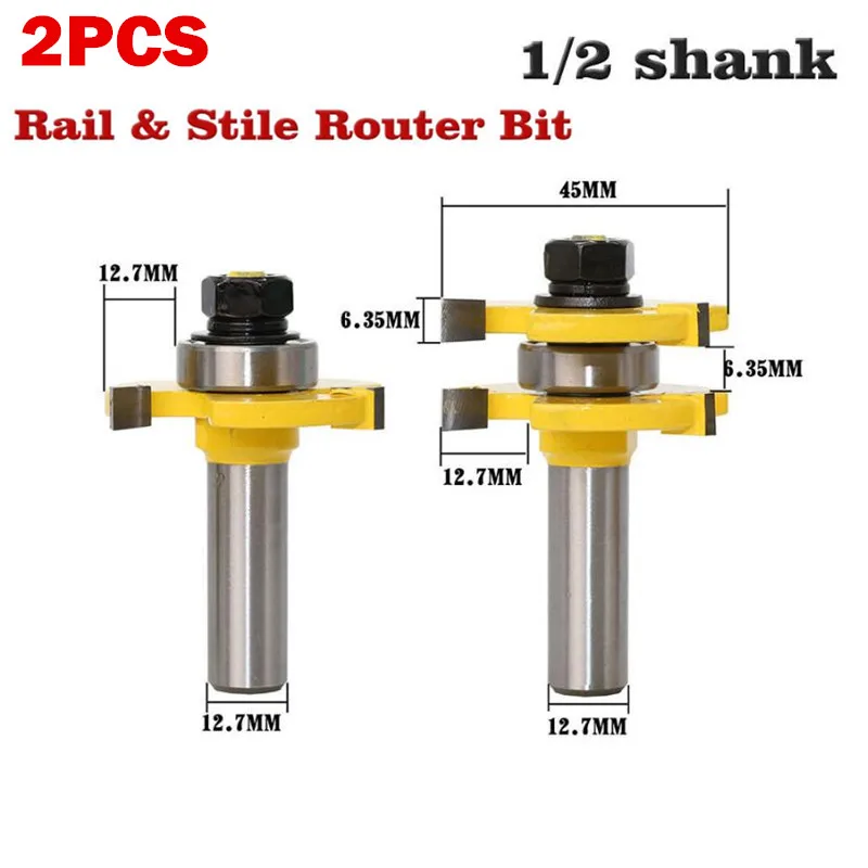 Набор Т образных фрез комплект из 2 шт./компл. 1/2 дюйма с пазом и 3 крыльями для