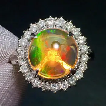 

Opal Ring Fine Jewelry Pt900 Platinum Jewelry Mexico Origin Natural Fire Opal 3.35ct Gemstones Female Rings for Women Fine Ring