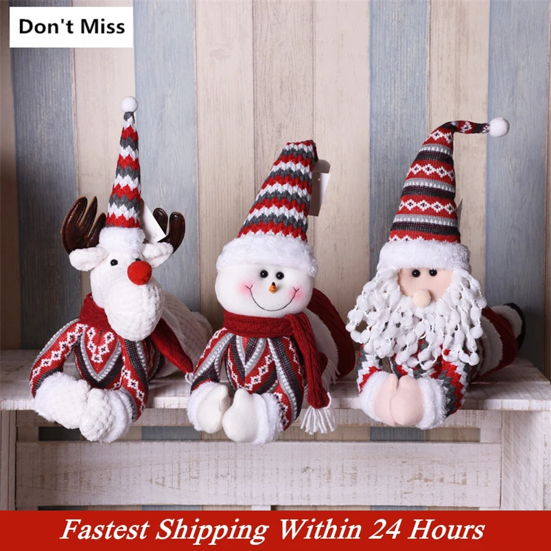 Рождественский подарок, тканевые куклы Санта-Клауса, снеговика, большие размеры, рождественские игрушки стоят под елкой, украшение, Adornos Navidad
