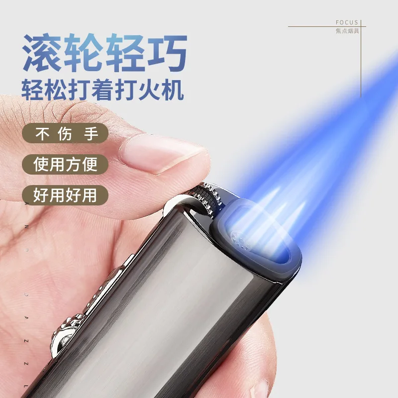 

FOCUS straight into the lighter men's creative multi-function point cigar metal three flamethrower lighter