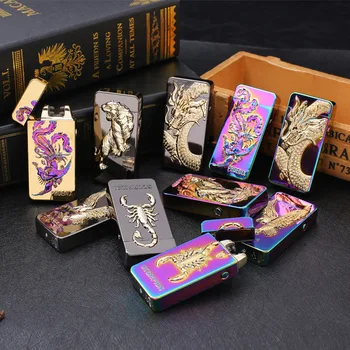 

Newest usb charging electric double arc plasma lighter eletronic windproof dragon lighters for smoker cigarettes cigar gifts