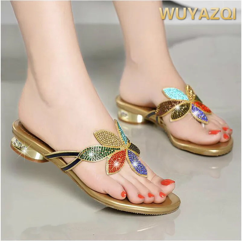 Slippers Beach-Shoes Glitter Bling Flip-Flops Female-Color Summer Women Ladies Hot Outdoor