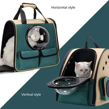 

Pet Carrier Backpack for Small Cats and Dogs with Space Capsule Green