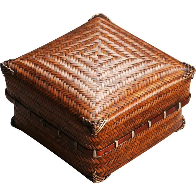 

Handmade Bamboo Tea Set Storage Box Travel Portable Kung Fu Accessories Bag Household Outdoor Rattan Ceremony