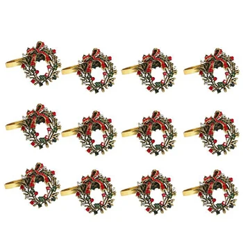 

Promotion! 12PCS Metal Christmas Napkin Christmas Napkin Ring Wedding Banquet Hotel Table Supplies