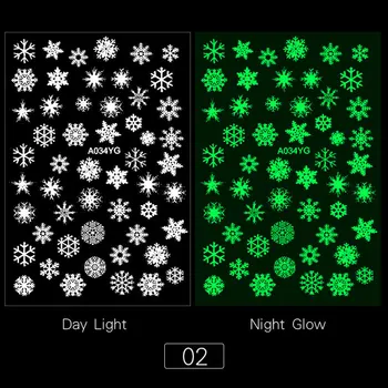 

Luminous Nail Sticker Butterfly Snowflake Flame Manicure Decorations For Halloween Christmas Self-adhesive