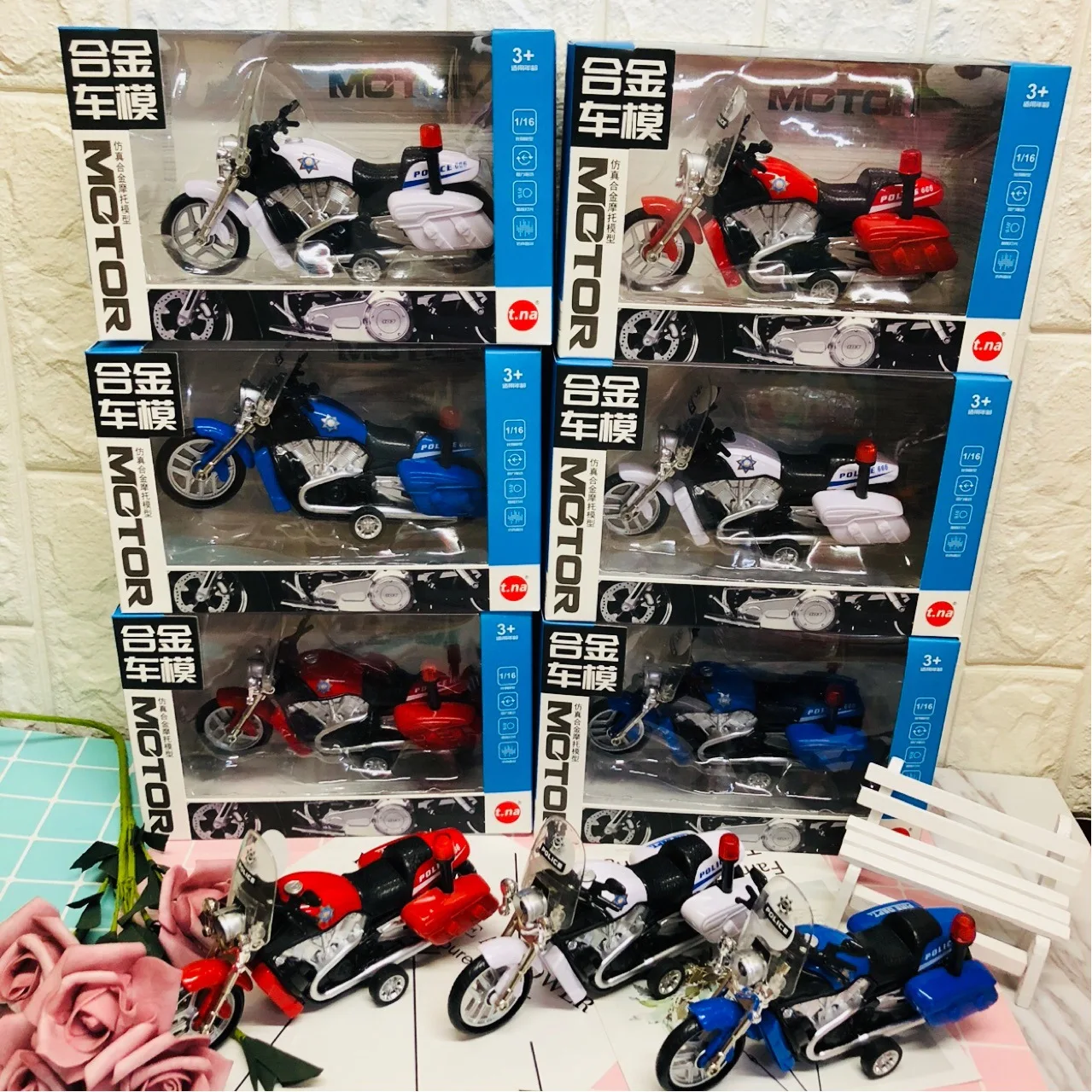 

Model Alloy Car Model Cute Sound And Light Warrior Harley Motorcycle Police Car CHILDREN'S Toy Model