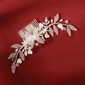 

Fashion Handmade Pearl Hairpin Rhinetone Hair Pins Beautiful Bridal Hair Ornament for Women Ladies (Silver)