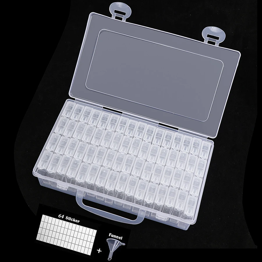 64/128 grid plastic box storage medicine box diamond painting storage embroidery jewelry boxes accessories tools kit set