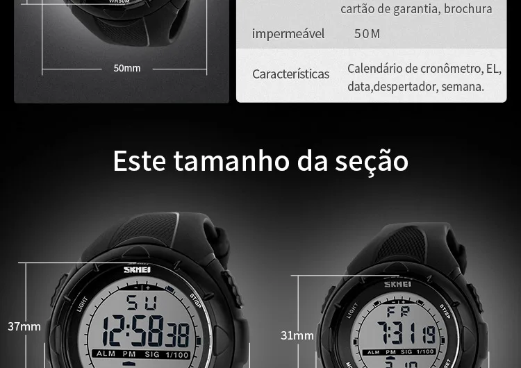 Pulso Big Dial Relógios Militares Alarme Relógio