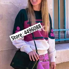 Свитер большого размера, пуловер с буквенным принтом, осенне-зимний женский стильный свободный хлопковый топ большого размера, контрастные толстовки