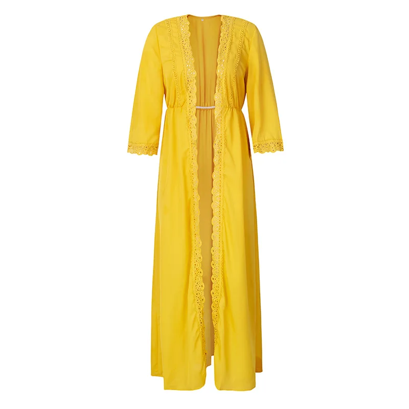 TEELYNN макси платья для женщин одноцветное сексуальное летнее платье с глубоким v-образным вырезом платье с расклешенными рукавами пляжные платья в стиле бохо платье vestidos - Цвет: yellow