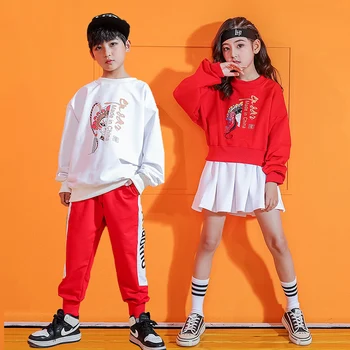 

Fashion Jazz Dance Costumes Kids Hip Hop Street Dance Performance Clothing Boys Girls Opera Printing Dancing Rave Outfit DC3231
