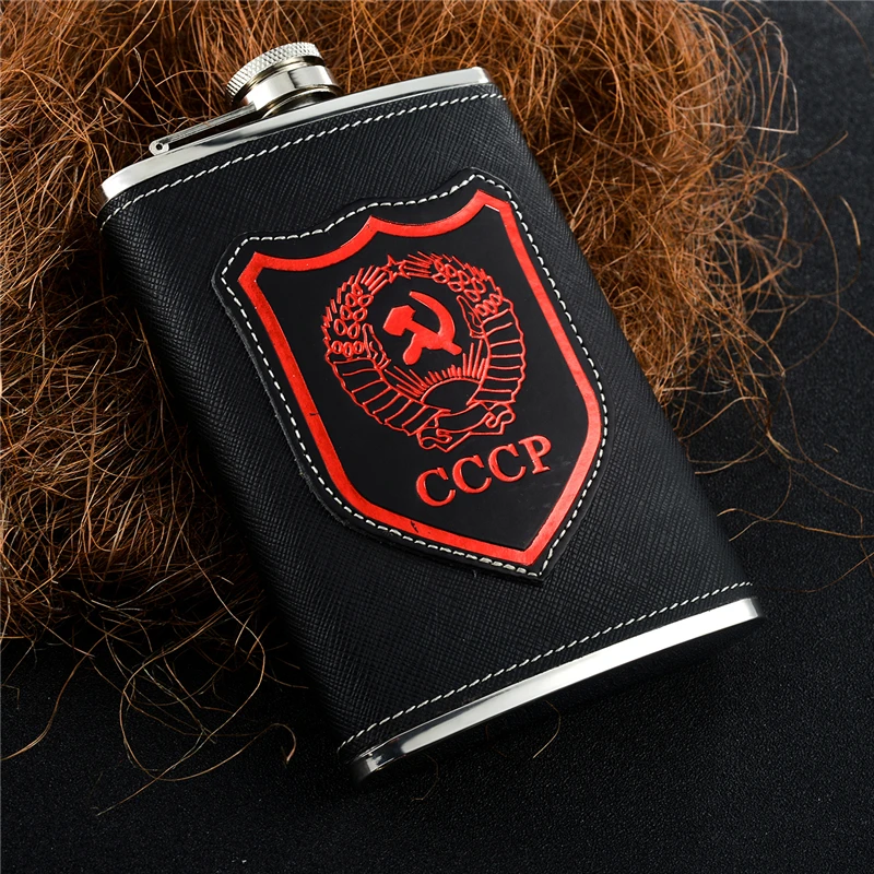 Мини фляжки GENNISSY из нержавеющей стали 9 унций классические красные CCCP с узором