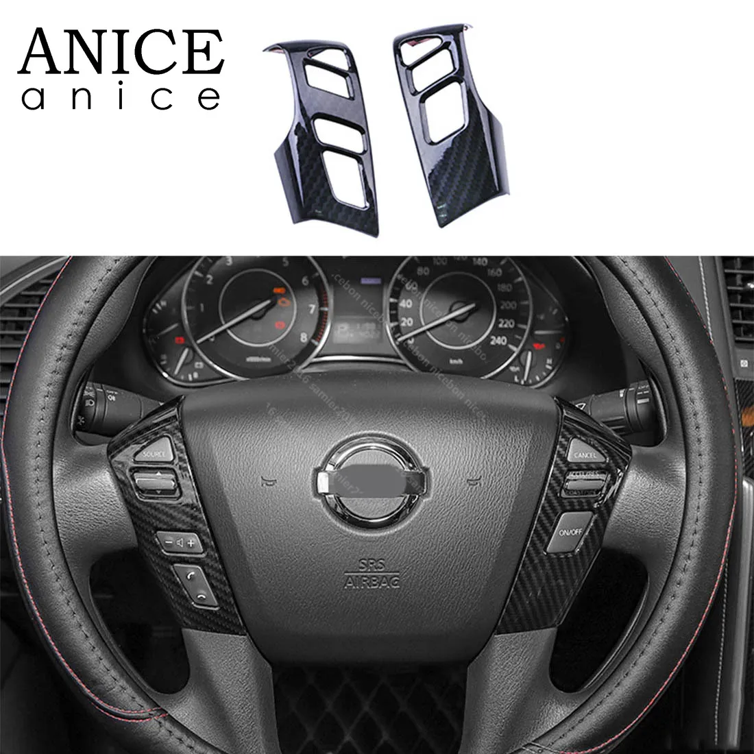 Carbon fiber color Steering Wheel Frame Decorator Fit For Nissan Patrol Y62 2017 2018 2019 | Автомобили и мотоциклы