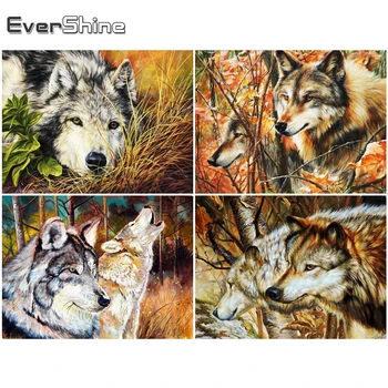 

Evershine Full Square Diamond Painting Wolf Mosaic Art Diamond Embroidery Animal Cross Stitch Autumn Home Decorations