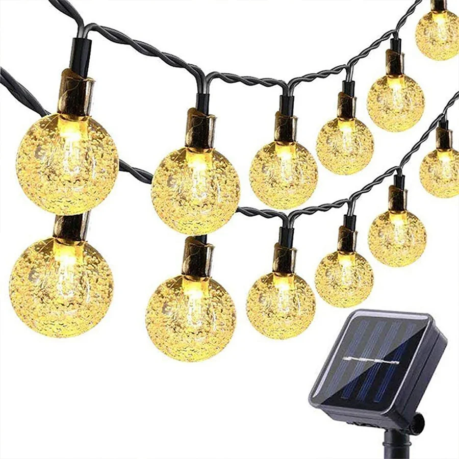 Outdoor Solar Crystal Ball Bulb String Lights 20/30/50led Waterproof Fairy Garden Lights Garlands For Christmas Party Decoration