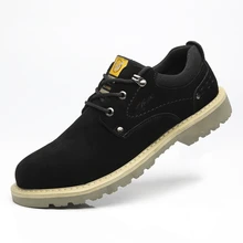 Мужская повседневная обувь со стальным носком; Рабочая обувь; нескользящая рабочая обувь; безопасная обувь из свиной кожи; большие размеры