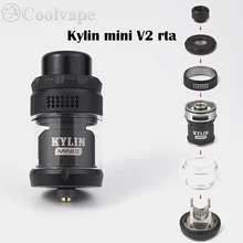 Coolvape Kylin мини V2 RTA Tank 3 мл/5 мл емкость 24,4mm Одиночная катушка перестраиваемая распылитель электронная сигарета 510 нить Kylin RTA бак
