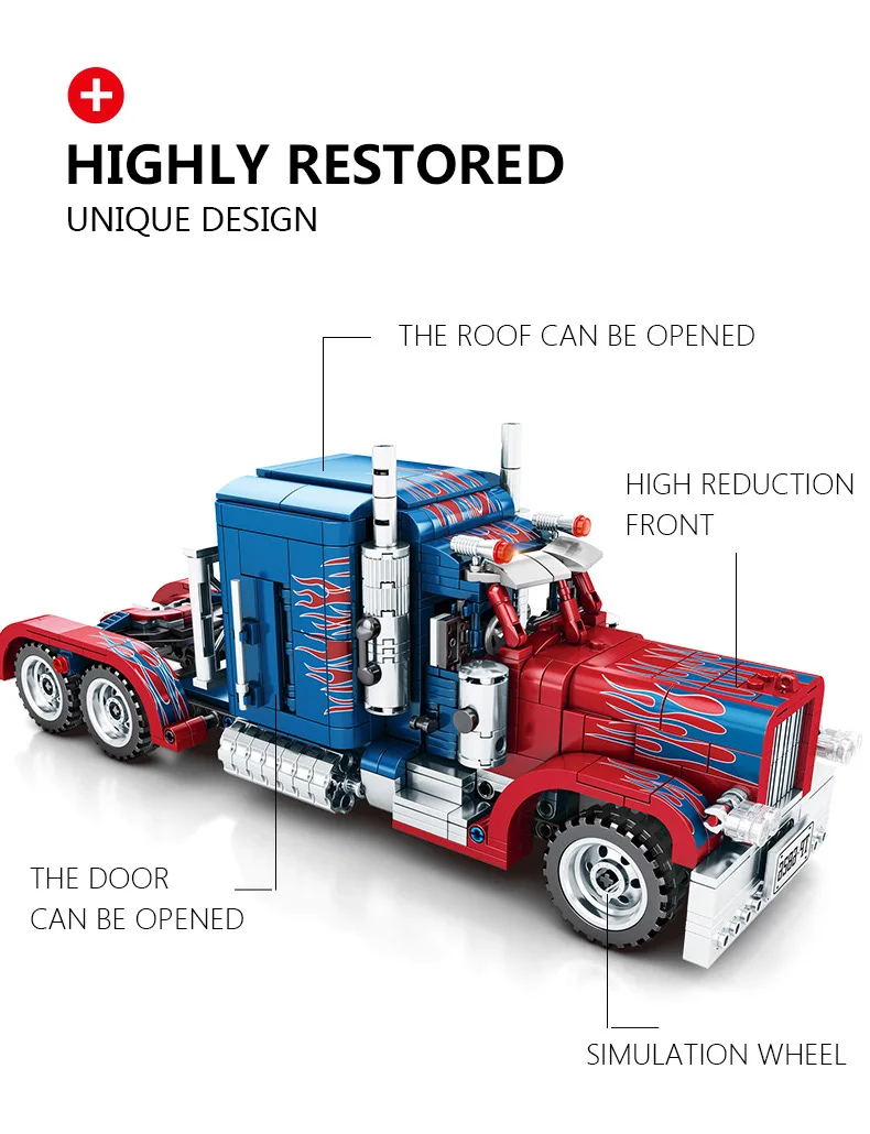 Yeshin 701803 Technic игрушечные машинки Peterbilt, тяжелый контейнер, автомобиль, модель автомобиля, детские рождественские игрушки, строительные блоки, кирпичи