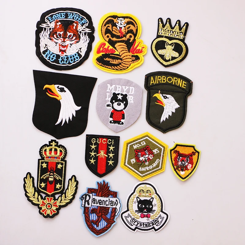 

1Pcs Eagle, tiger, snake, shield icon Embroidered Iron on Patche for Clothing DIY Stripes Clothe Patchwork Stickers Custom Badge