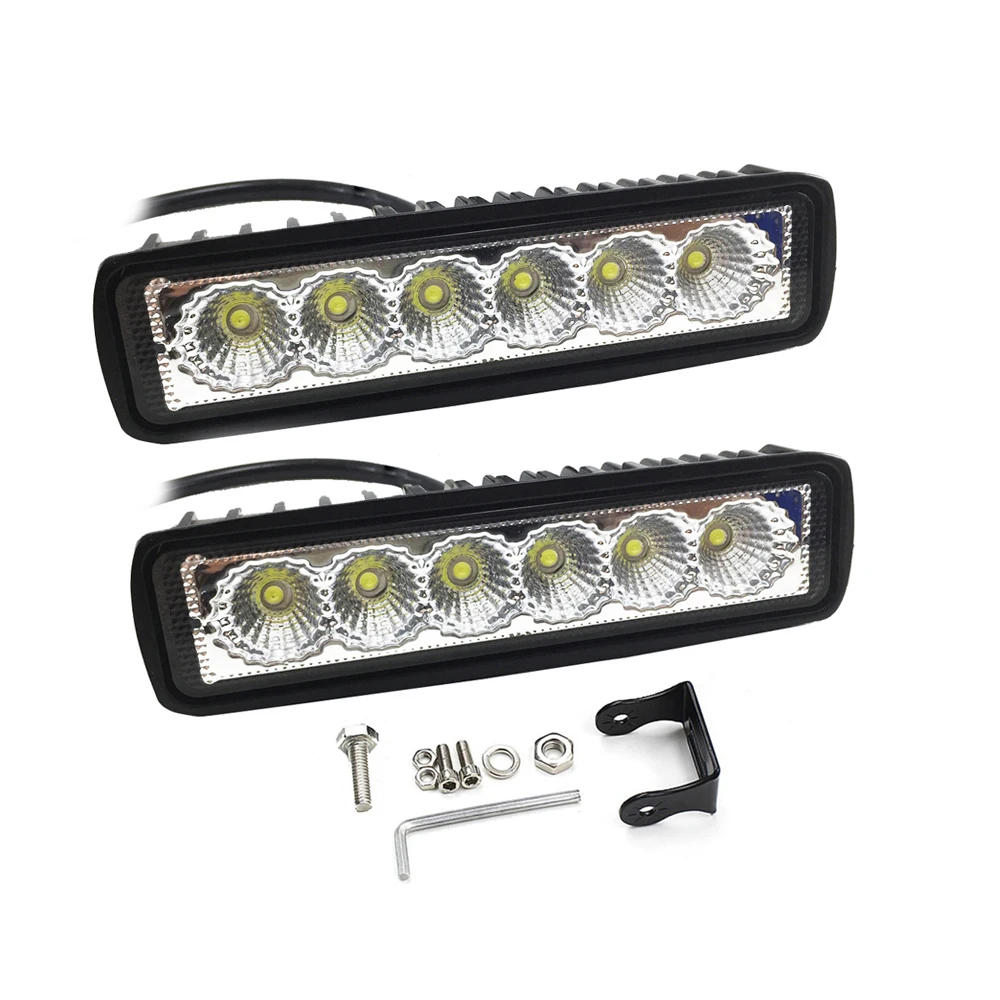 Liquidación Barra de luz Led Offroad de 6 pulgadas, foco reflector de trabajo, 18W, accesorios de luces para coche, camión, ATV, 4x4, SUV, 12V, 24V, 1 ud., 2 uds. J9jKl3Eyy