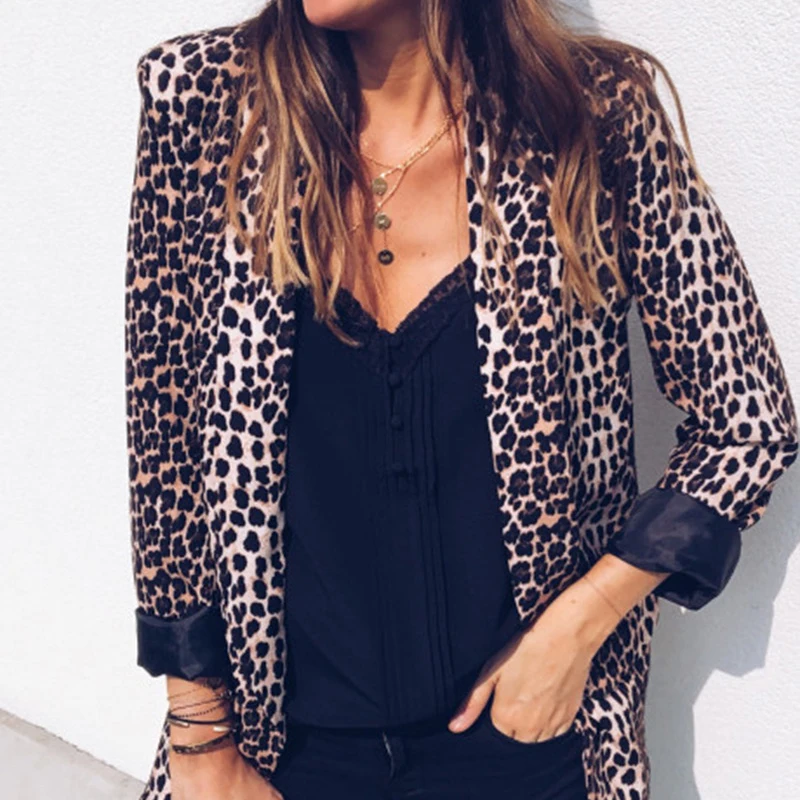 

hunter-wish Women's Blazer 2020 Women's Jacket Sexy Office Lady Wear Suit Leopard Print Female Coat Winter Autumn