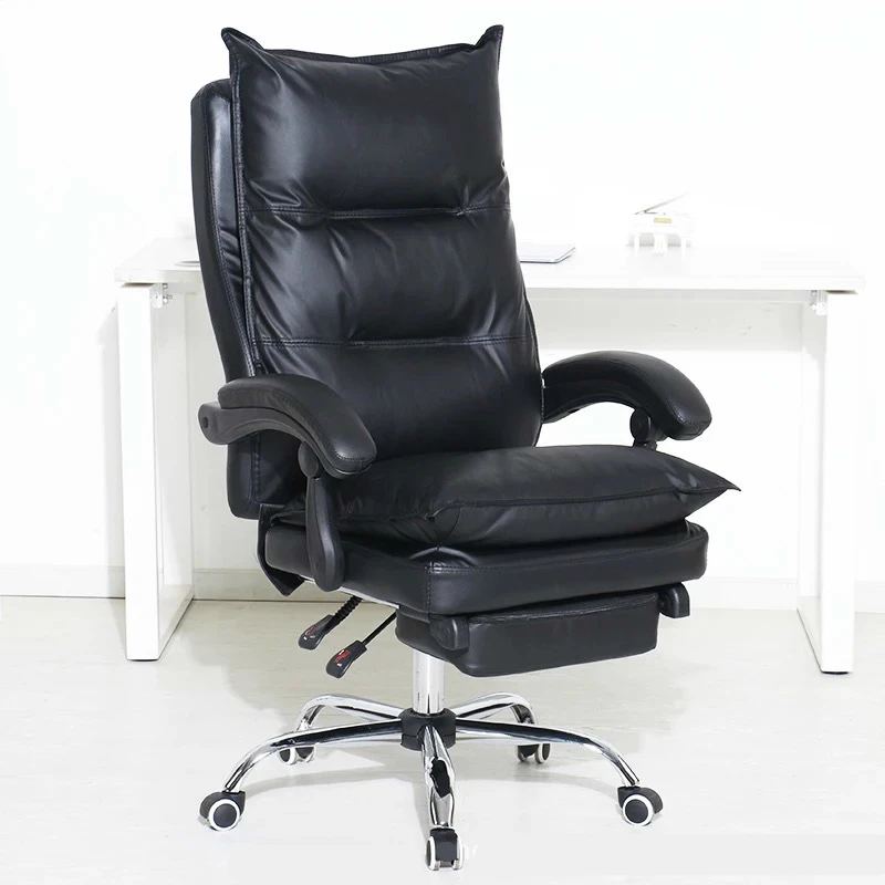 

Thicken Double Layer Computer Chair PU Soft Reclining Swivel Chair Lifted Multifunction Office Chair with Footrest Boss Chair