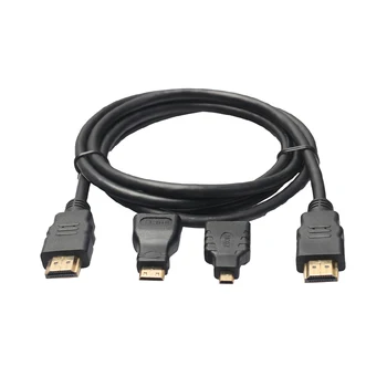 

Gold-plating Adapter Converter 3 In 1 V1.4 HDMI TO HDMI Mini HDMI Micro HDMI Cable For Xbox360 For PS3 HDTV 1080P Mobile