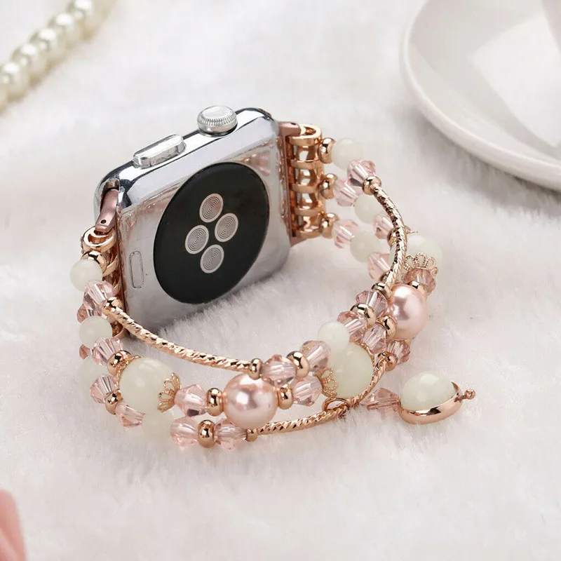 Женский ювелирный браслет для Apple Watch ремешок 38 мм 42 мм Агат светящийся для i ремешок для часов 38 мм 42 мм Серия 1 2 3 4 ремешок для часов