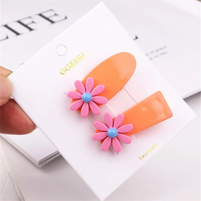 4 orange 2 шт./лот, новинка, корейский стиль, прекрасный хит, цветные цветы, металлическая краска-спрей, зажим шпилька для волос, аксессуары для волос для женщин, девушек, зажим для волос - Цвет: 4 orange
