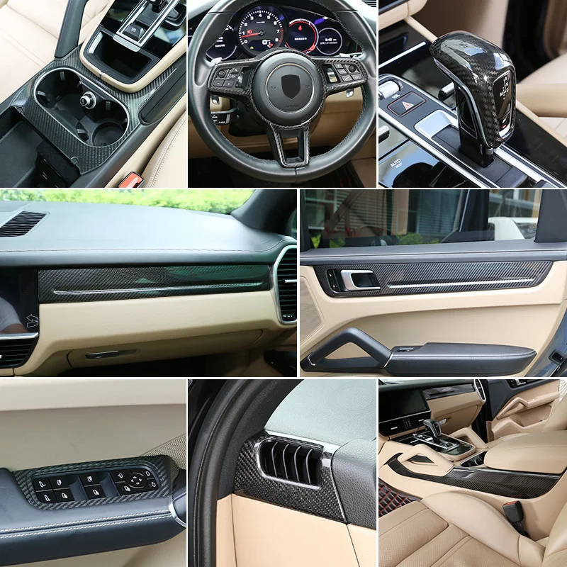 For Porsche Cayenne 20182021 Real Carbon Fiber Interior Accessories