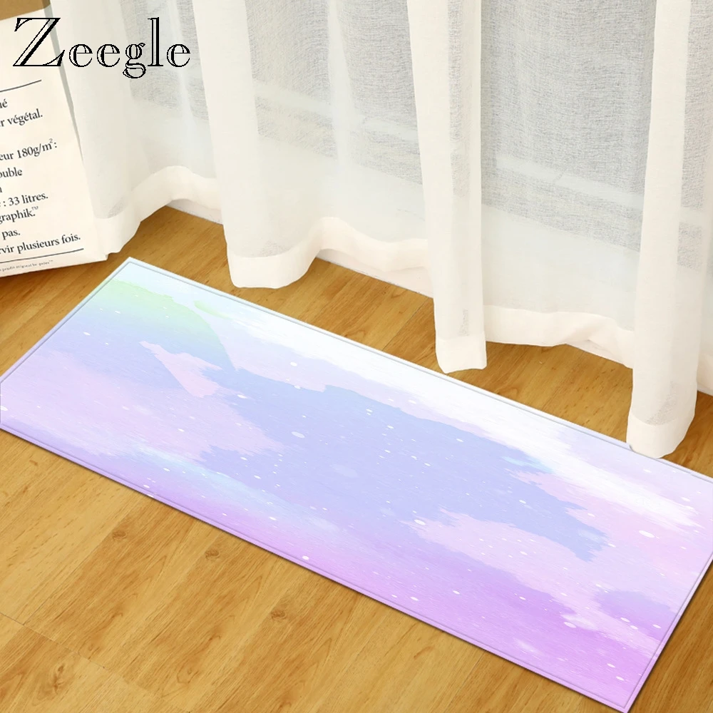 Zeegle Colorful Kitchen Carpet Non-Slip Kitchen Rug Living Room Carpet Entrance Floor Mat Modern Area Rug Bedside Soft Foot Mat
