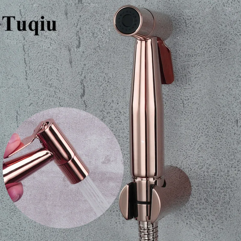 Tuqiu-銅製シャワーヘッドとビデ水栓セット,ハンドスプレー,シャッタフ,真ちゅう,ピンクゴールド AliExpress