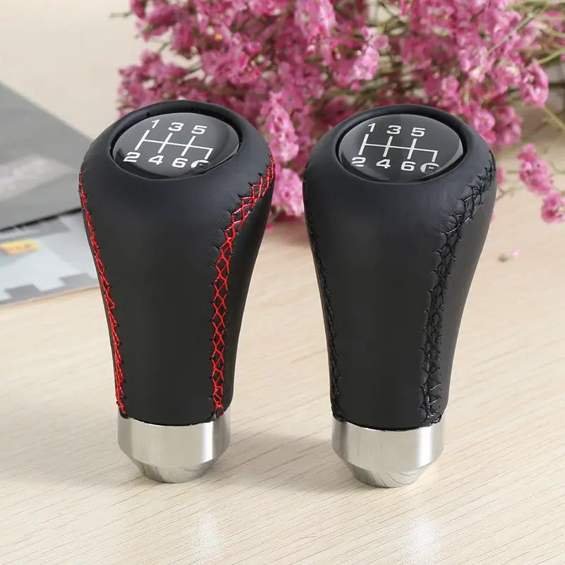 Universal 6 Speed Car Pu Leather Shift Knob Manual Gear Stick Shifter Lever