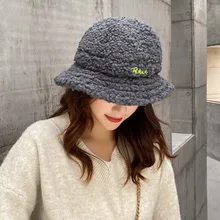 Зимние шапки из искусственного меха для женщин и девочек, шапка с вышивкой в виде букв, шапка в рыбацком стиле, Повседневная Уличная мягкая теплая женская панама, шапки для рыбалки, новинка